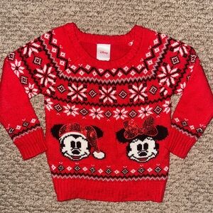 Disney Vintage Christmas Mickey & Minnie Sequined Sweater Size 3T